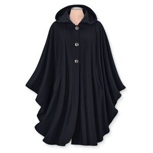 The Pyramid Collection Black Hooded Fleece Cape - One Size